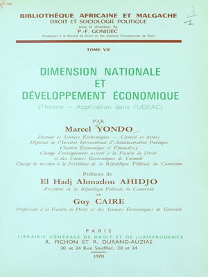 cover image of Dimension nationale et développement économique